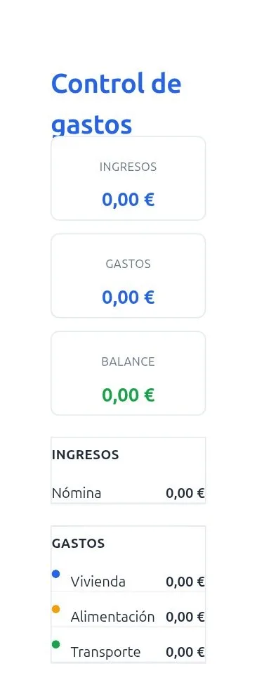 Ejemplo de control de gastos mensual generado con CreaImprime
