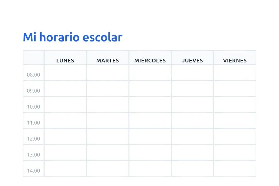 Ejemplo de horario escolar personalizado generado con CreaImprime
