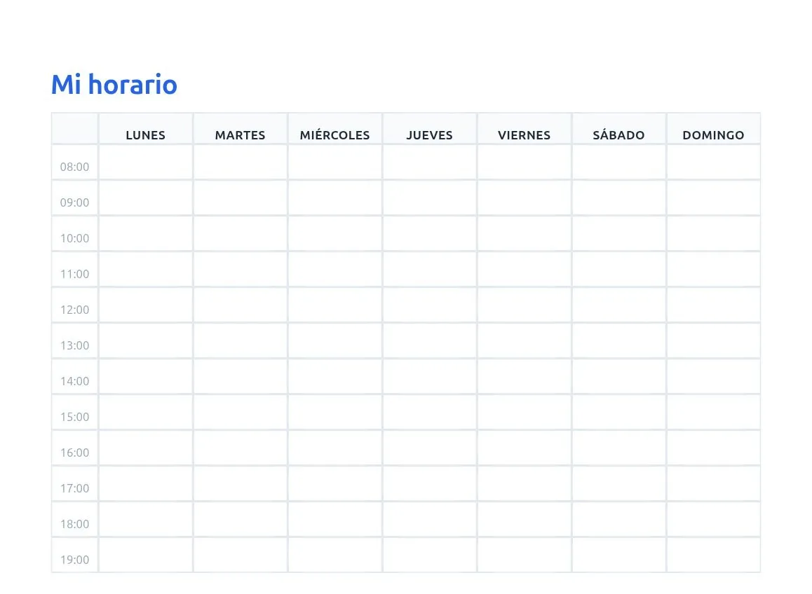 Ejemplo de horario semanal personalizado generado con CreaImprime